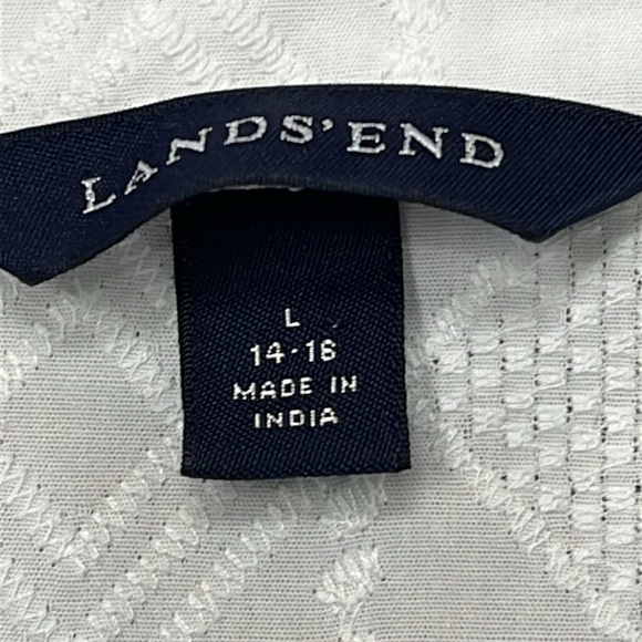 Lands End Embroidered 100% Cotton Tunic Sz L 14-16 Notch Coastal Beachy Swim - Picture 8 of 13